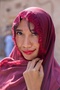 Rose Elegance – Burgundy Lace Trim Hijab for Women | Elegant Modest Shawl - 3