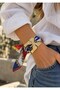 Gold Steel Bracelet with a Chain Pattern and a Butterfly Charm.