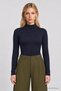 2-Piece Set of Turtleneck Viscose Blouses Lrn0083 Brown Navy Blue - 6