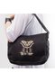 Chouze Butterfly & Mushrooms Printed Unisex Black Messenger Bag.