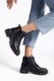 Genuine leather black women's everyday booties dc3707 - 4