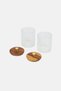 2 Pcs Glass Canisters With Acacia Lids, Transparent - 2