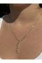 Xuping Row of Marquise Stone Vine / Leaf-Shaped Pendant Necklace for Women (Gold & Silver) - Stainless Steel - 4