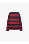 Brushed Inside Long Sleeve Polo Collar Striped Sweatshirt - 6