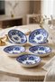 Set of 6 Vintage English-Style Floral Patterned Jam Dishes, Cookie Jars - 13 cm - Serving Bowl, Breakfast Bowl, Jam Dish, Snack Bowl.