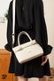 Meyra Double-Buckle Monogram Pattern Adjustable Strap Cream-Colored Women's Shoulder and Crossbody Bag. - 4