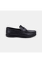 Men's Black Leather Loafers with Buckle and Band Detail. - 2