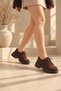 Amber Lace-Up and Feather-Detailed Heeled Casual Shoes, Aci Brown. - 5