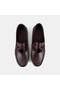 Men's Leather Loafer with Coffee-Colored Band Detail and Buckle. - 6