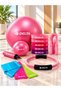 Pilates Cardio Set – 35 cm Hoop + 5 Different Resistance Levels of Latex Aerobic Resistance Bands + 3-Piece Pilates Band Set + Pilates Ball (65 cm) + Pilates Ball (25 cm) + Pump + Foam Jump Rope - 2