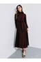 Brown Textured Knit Maxi Dress with Tie-Belt