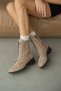 Belvi Lace-Up Round-Toe Women's Boots - Vizon Suede - 3