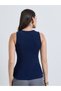 Navy Blue Sleeveless Peplum Top - 5