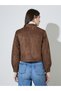Brown Solid Long Sleeves Short Suede Biker Jacket - 5