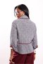 Burgundy Jacket with Pleated Details and Plaid Pattern - 1138 - 4