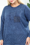 Plus Size Women's 44-52 Size Washed Knitwear 100% Cotton Seasonal Mother's Blouse - Long Sleeve with Stone and Embroidery - 2