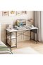Writing Computer table, 140cm Study Desk table with Reversible Storage Shelves and Fabric Storage Ba - 2