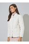 Off White Solid Quilted Regular Fit Shacket - 4