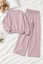Pink Girls' Sequin-Embellished Striped Crewneck Sweatshirt and Pants Set 24807 - 4