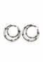 Bamboo-Shaped Silver Hoop Earrings
