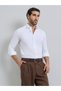 Men White Poplin Solid Regular Fit Shirt