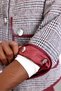 Burgundy Jacket with Pleated Details and Plaid Pattern - 1138 - 3
