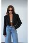 Begbor Women's Regular Fit Wrap-Style Woven Crop Blazer Jacket. - 2