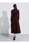 Brown Textured Knit Maxi Dress with Tie-Belt - 4