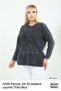 Plus Size Women's 44-52 Size Washed Knitwear 100% Cotton Seasonal Mother's Blouse - Long Sleeve with Stone and Embroidery - 6