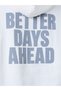 Off White Oversized Slogan Print Hoodie - 4