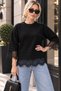 Women's Crew Neck Lace-Trimmed Knit Sweater - 3