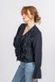 Women's Summer Black Blouse with Ruffle Detail and Tie-Detail 70071 - 3