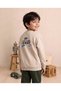 Boys' & Baby's Winter Seasonal 100% Cotton 2-Thread Sequin-Printed Ribbed Long-Sleeve Pajama & Tracksuit Set, Beige. - 2
