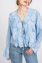 Women's Summer Blue Blouse with Ruffle Detail and Tie-Detail 70071 - 2