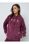 Burgundy Acid Wash Oversized Longline Hoodie - 3