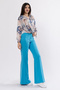 Women's Summer Blue Satin Blouse with Draped Hem and Tie-Detail 7954 - 5