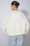 Oversized KNITTED CARDIGAN IN ECRU WITH CONTRAST STITCHING AND BUTTON DETAILS - 8