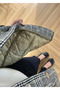Khaki Jacket with Pleated Details and Plaid Pattern - 1138 - 4