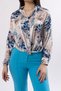 Women's Summer Blue Satin Blouse with Draped Hem and Tie-Detail 7954 - 7