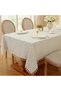 Sage Green Striped Rectangle Tablecloth with Tassels 55x120 Inch