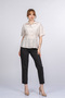 Women's Summer Stone Novelle Fitted at Waist Short-Sleeved Striped Shirt 70077