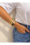 Gold and Black Wristwatch with Zircon Stone Embellishment and a Snake Design - 3