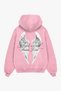 Angels Are Real Wing Printed Pink Oversize Hoodie