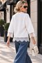 Women's Crew Neck Lace-Trimmed Knit Sweater - 2