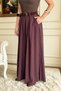 Women's Plum-Colored Modal High-Waisted Wide-Leg Belted Pants-Skirt - 5