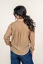 Women's Summer Taupe Color Front, Stone-Print, Detailed Striped Shirt 10087 - 5