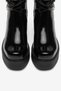 Women's Genuine Leather Platform Boots with Double Buckle Detail and Thick Heel - 3