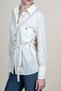 Women's Summer Cream TENCEL™ Long-Sleeved Trendy Shirt with Belted Waist 70062 - 2