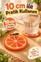 Orange-Patterned Coaster Set of 2, 10 cm, with Orange Fruit Design—Decorative Coasters for Tables and Side Tables - 3