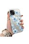 iPhone 14 Plus Compatible Silicone Edge-to-Edge Back Case with Floral Print—Romantic Couple Phone Case